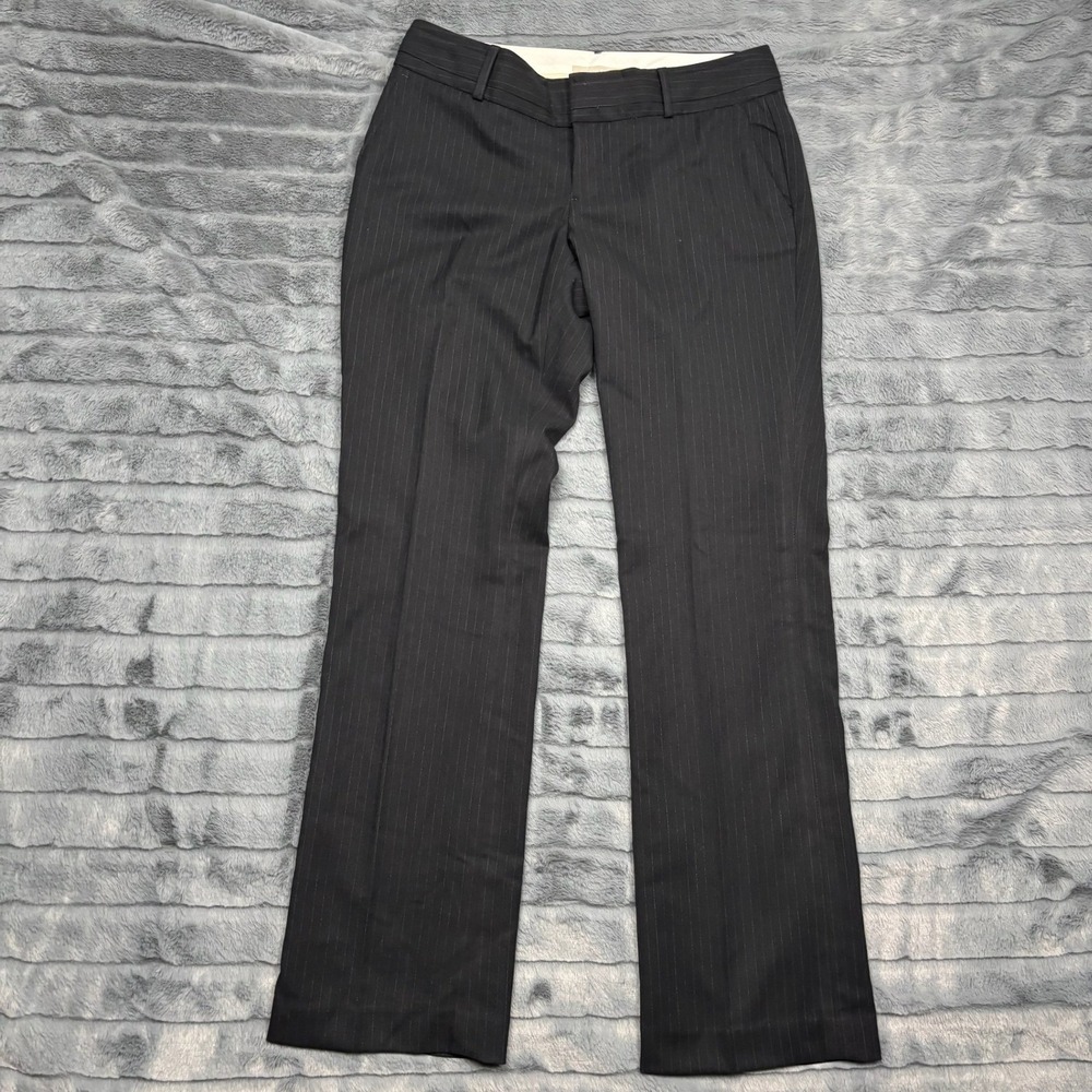 Banana Republic Martin Fit Pinstripe Dress Pants Black Petite 4P Straight Leg